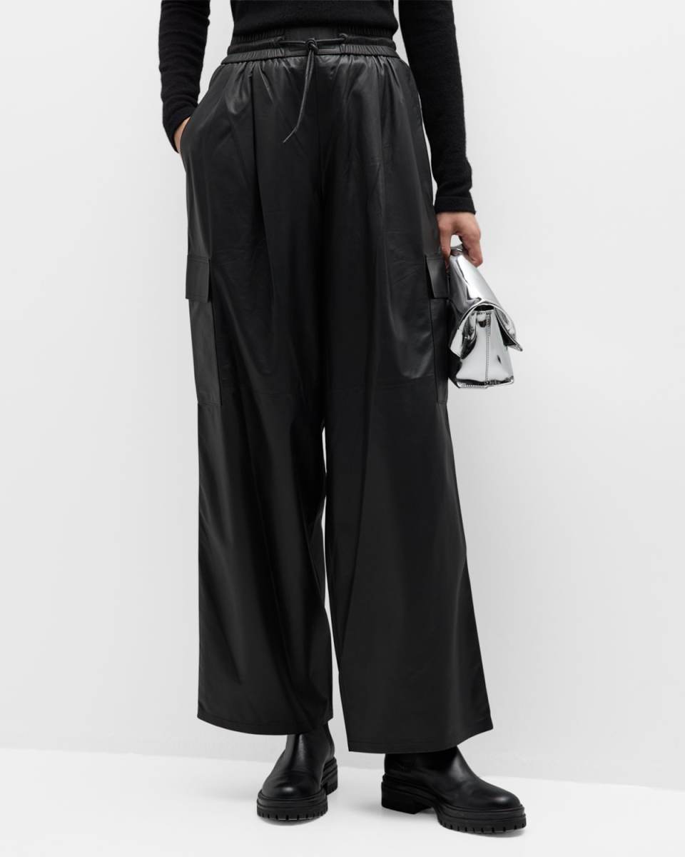 Nappa Lambskin Leather Cargo Pants
